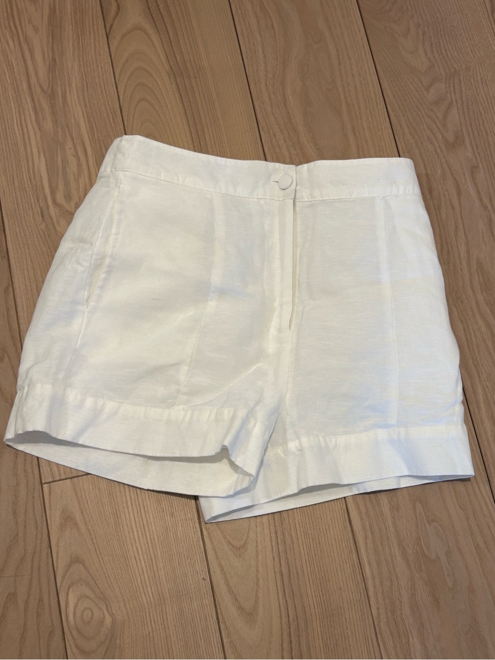 Onia White High-Rise Linen-Blend Shorts